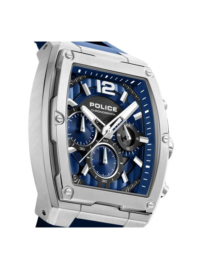 Police Blue Men's Creed Blue Dial Silicone Strap Chronograph Watch for Men, 42mm for Men | Best Price UAE